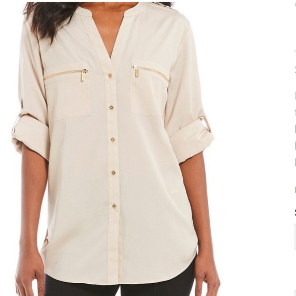 Calvin Klein Off-White Modern Essential Blouse - Chic & Versatile - Picture 1 of 13